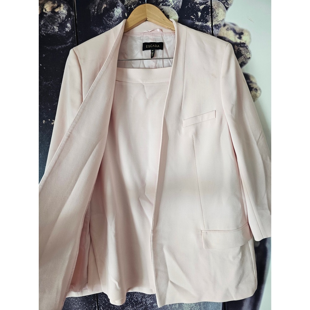 Escada Blazer Skirt Suit‎ Set Pale Pink Women's Size 42 Office Career YJ01
